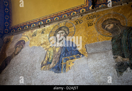 La Deesis mosaico, Hagia Sophia churc, Istanbul Turchia, Foto Stock