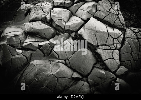 Close up di incrinature nelle formazioni di roccia Foto Stock