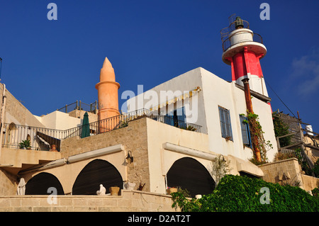 Vecchio faro nella porta di Jaffa . Israele. Foto Stock