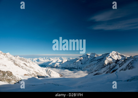Vista panoramica dal Mittelallalin, Saas fee, Vallese, Svizzera Foto Stock