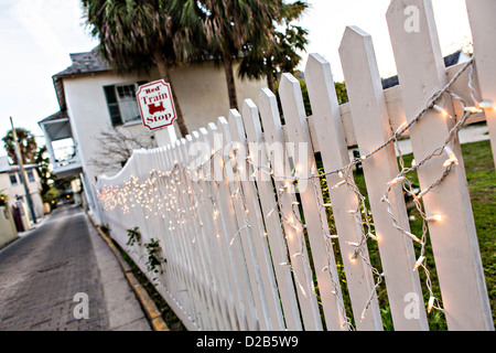 Aviles Street nel quartiere storico di San Agostino, Florida. Sant Agostino è la città più antica in America. Foto Stock