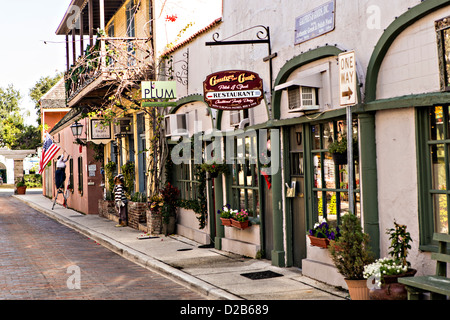 Aviles Street nel quartiere storico di San Agostino, Florida. Sant Agostino è la città più antica in America. Foto Stock