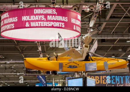 Il London Boat Show presso il centro Excel, Docklands di Londra, Regno Unito il 19 gennaio 2013. Foto Stock