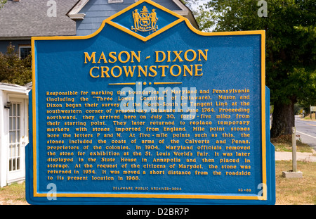 Vecchio Mason Dixon Crownstone marcatore. 1764 delimitazione in Maryland e Delaware Stateline Foto Stock