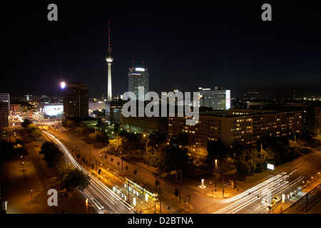 Berlino, Germania, Alexanderplatz nella luce della sera Foto Stock