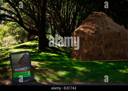 Pubblicità in Wellington Botanic Gardens per una mostra dei lavori del pittore Monet al Te Papa Museum. Foto Stock