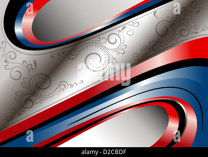 Il rosso e il blu delle curve e modelli su telaio ondulata Foto Stock