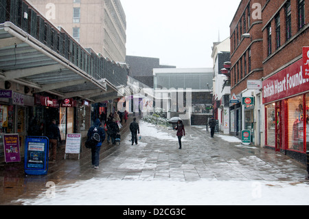 Hertford Street in caso di neve, Coventry city centre, REGNO UNITO Foto Stock