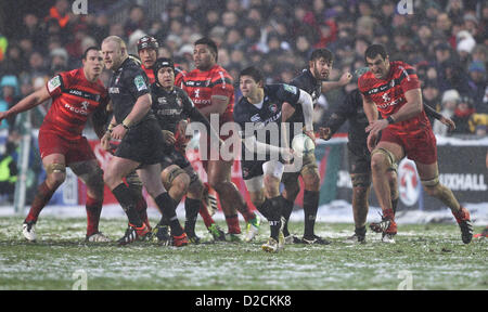 20.01.2013 Leicester, Inghilterra. Tigri scrum-metà Ben Youngs in azione durante la Heineken Cup gioco tra Leicester Tigers e Toulouse da Welford Road. Foto Stock