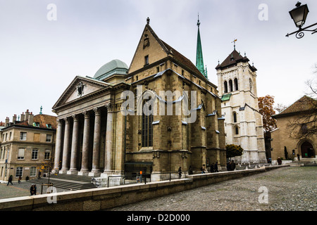 San Pierre cattedrale, Vieille Ville (Città Vecchia) Ginevra, Svizzera Foto Stock
