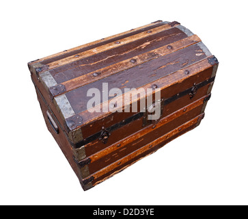 Vecchio e trasandato trasandato tradizionali in legno di antiquariato petto grungy cercando Foto Stock