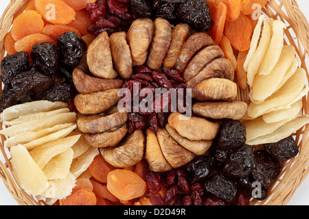 In prossimità di vari essiccato di frutta esotica Foto Stock