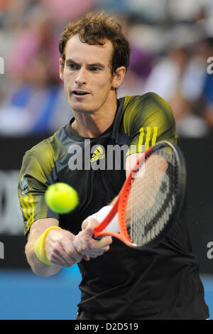 21.01.2013 Melbourne, Australia. Andy Murray di Gran Bretagna restituisce un colpo sul giorno 8 dell'Australian Open di Melbourne Park. Foto Stock
