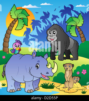 Paesaggi africani con animali 6 - foto illustrazione. Foto Stock