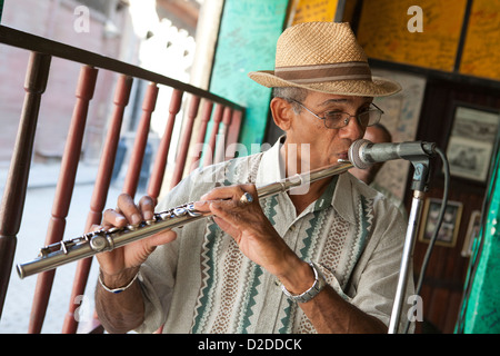 Musicista che gioca in bar a l'Avana, Cuba Foto Stock