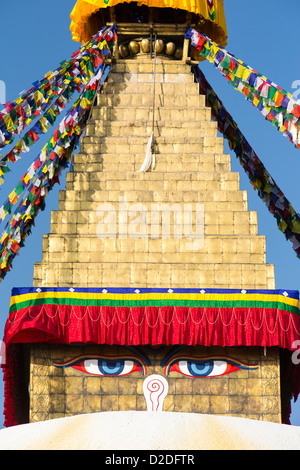 Il Boudanath Stupa, è uno del santissimo Buddist siti in Kathmandu, Nepal Foto Stock