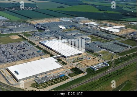 Vista su i lavori di ampliamento della fabbrica BMW di Lipsia per la produzione di automobili elettriche, 23 maggio 2012. Foto Stock