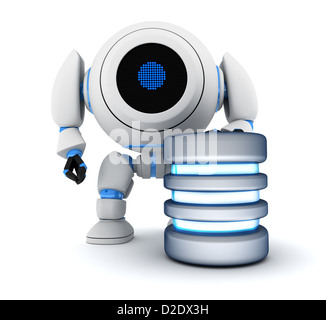 Il robot e il database di abstract (fatto in 3d) Foto Stock