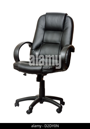 La sedia per ufficio da nero in similpelle. Isolato Foto Stock
