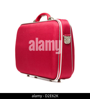 Valigia rosso isolato su sfondo bianco Foto Stock