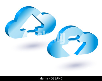 Scaricare e caricare con il cloud. Foto Stock