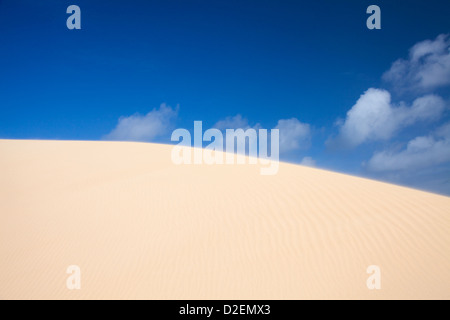 Di sabbia e dune di sky abstract, il bordo della duna offuscata dalla sabbia volare Foto Stock