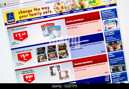 Aldi logo e sito web. Foto Stock