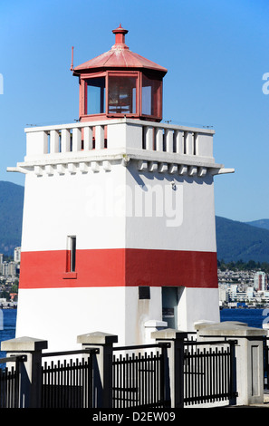 Brockton Point lighthouse, Stanley Park e a Vancouver. Foto Stock