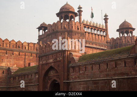 Lahore Gate, Lal Qila o Red Fort nella Vecchia Delhi, India Foto Stock