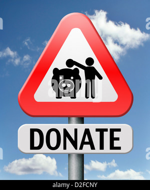 Donare in beneficenza help fund raising dare donazione in denaro Foto Stock