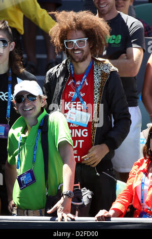 Melbourne, Australia. Il 23 gennaio 2013. Stefan Gordy di LMFAO in mezzo alla folla durante un Australian Open corrispondono a Rod Laver. Foto Stock