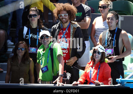 Melbourne, Australia. Il 23 gennaio 2013. Stefan Gordy di LMFAO in mezzo alla folla durante un Australian Open corrispondono a Rod Laver. Foto Stock