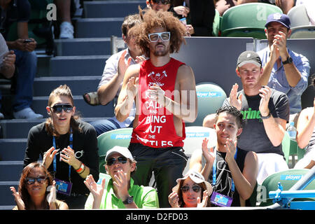 Melbourne, Australia. Il 23 gennaio 2013. Stefan Gordy di LMFAO in mezzo alla folla durante un Australian Open corrispondono a Rod Laver. Foto Stock