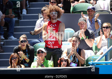 Melbourne, Australia. Il 23 gennaio 2013. Stefan Gordy di LMFAO in mezzo alla folla durante un Australian Open corrispondono a Rod Laver. Foto Stock