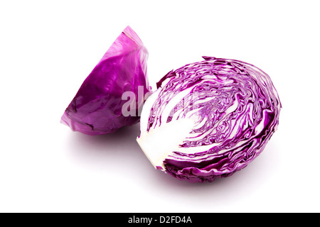 Cavolo viola su sfondo bianco Foto Stock