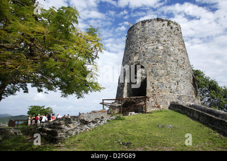 Il mulino a vento di zucchero rovina, Annaberg Plantation, Parco Nazionale delle Isole Vergini, San Giovanni, Isole Vergini USA, Caraibi Foto Stock