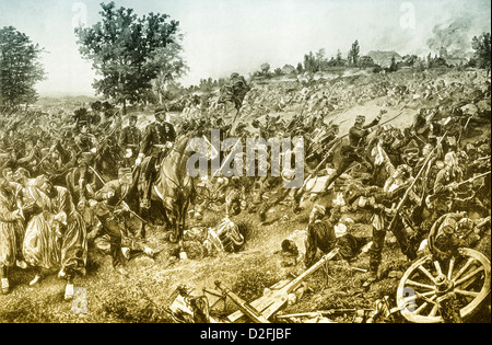 Battaglia di Woerth, 6 agosto 1870, la guerra franco-prussiana o guerra franco-tedesca, 1870-1871, nei pressi del villaggio di Woerth in Alsazia, Francia Foto Stock