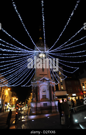 Brighton Torre dell Orologio ricoperto di luci di Natale Foto Stock