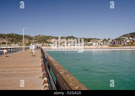 California, Pacific Coast, Avila Beach. Punto di riferimento storico Avila Beach Pier, c. 1908. Foto Stock