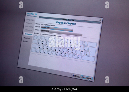 Linux Mint 14 Sistema operativo - installazione che mostra la schermata durante l'installazione Foto Stock