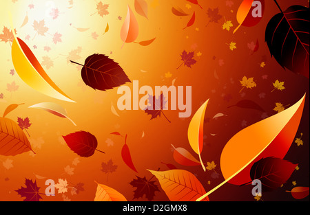 Autunno battenti lascia la composizione, con la luce proveniente dalla parte superiore sinistra in background. Foto Stock