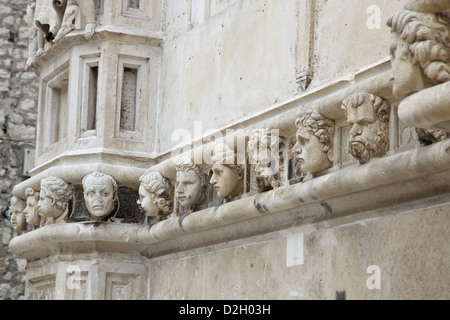 Croazia, Dalmazia, Sibenik, Sibenik, la Cattedrale di San Giacomo, UNESCO, sculture, capi, volti Kroatien, Dalmatien di Sibenik, Foto Stock