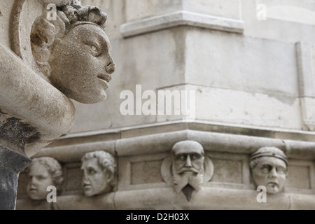 Croazia, Dalmazia, Sibenik, Sibenik, la Cattedrale di San Giacomo, UNESCO, sculture, capi, volti Kroatien, Dalmatien di Sibenik, Foto Stock