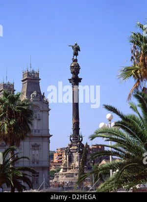 Monumento a Colón (monumento di Colombo), La Rambla, Barcelona, provincia di Barcelona, Catalogna, Spagna Foto Stock
