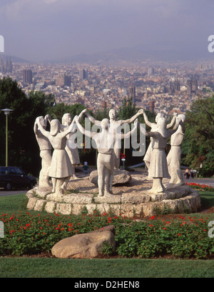 Monumento de la Sardana, Jardin de Joan Brossa, Montjuïc, Barcellona, provincia di Barcelona, Catalogna, Spagna Foto Stock