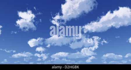 Blu cielo con soffici nuvole bianche. Grande formato. Computer immagine generata. Foto Stock