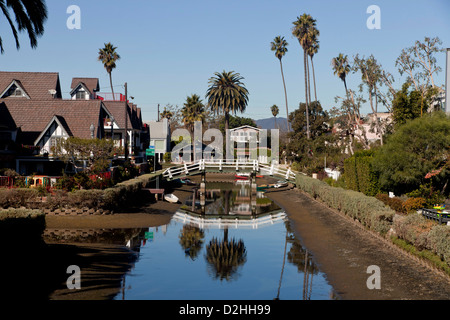 Canal e case a Venezia, Los Angeles, California, Stati Uniti d'America, STATI UNITI D'AMERICA Foto Stock