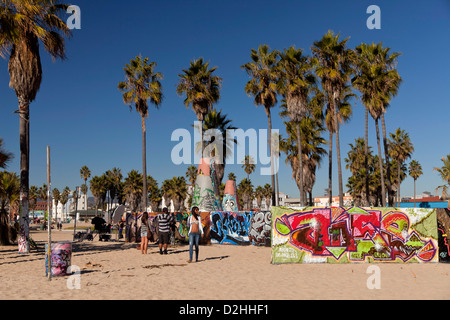 Graffitti presso la spiaggia di Venezia, Los Angeles, California, Stati Uniti d'America, STATI UNITI D'AMERICA Foto Stock