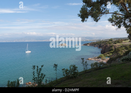 Il paesaggio costiero vicino a Latsi western Cipro Foto Stock