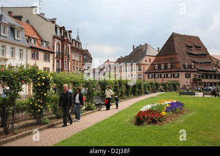 Wissembourg, Francia, il sale casa nella città vecchia Foto Stock